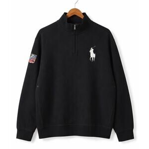 Polo Ralph Lauren Sweatshirt Mens XXL Black 1/4 Quarter Zip Ski Patch Vintage